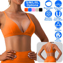 Women Deep V-Neck Sports Bras U-Shaped Back Sport Bras Padded StrappyÊCrop Open Back Low Impact Bras SexyÊFitnessÊTank Tops with Removable Pads for Gy
