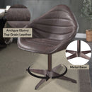 Pipino - Top Grain Leather Accent Chair With Swivel - Antique Ebony by HouseOfZazla