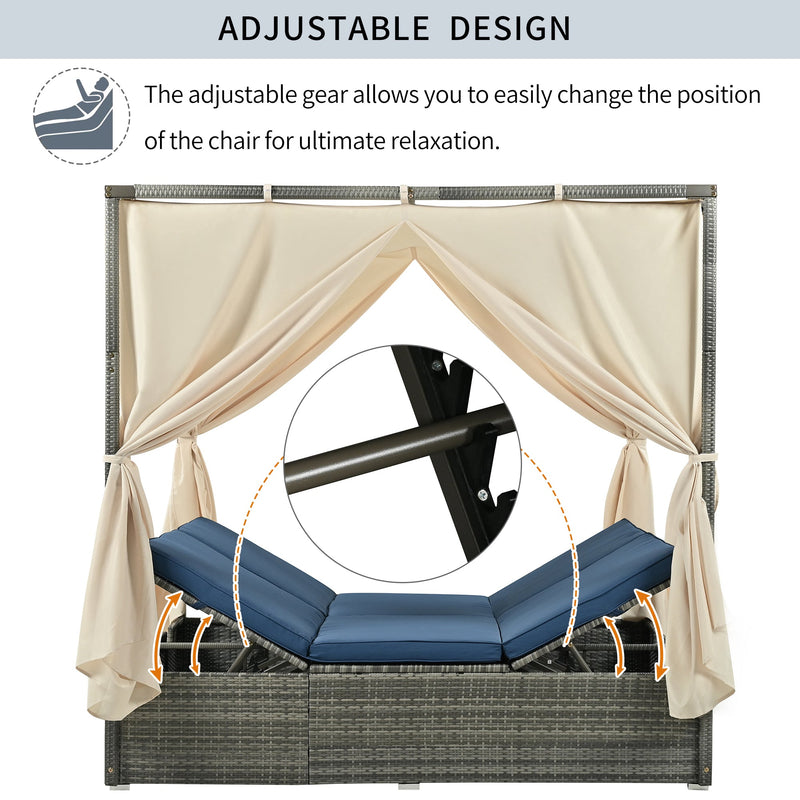 Adjustable Sun Bed With Curtain,High Comfort,With 3 Colors