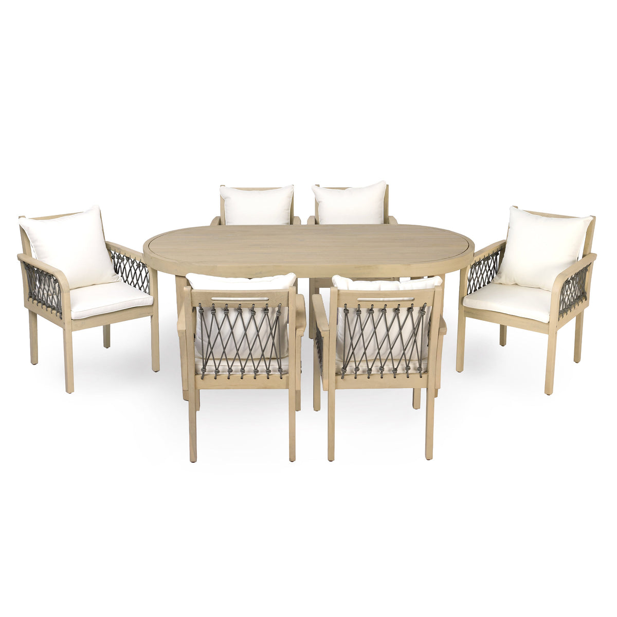 7-Piece Outdoor Acacia Wood Dining Set, photo 5 of 10