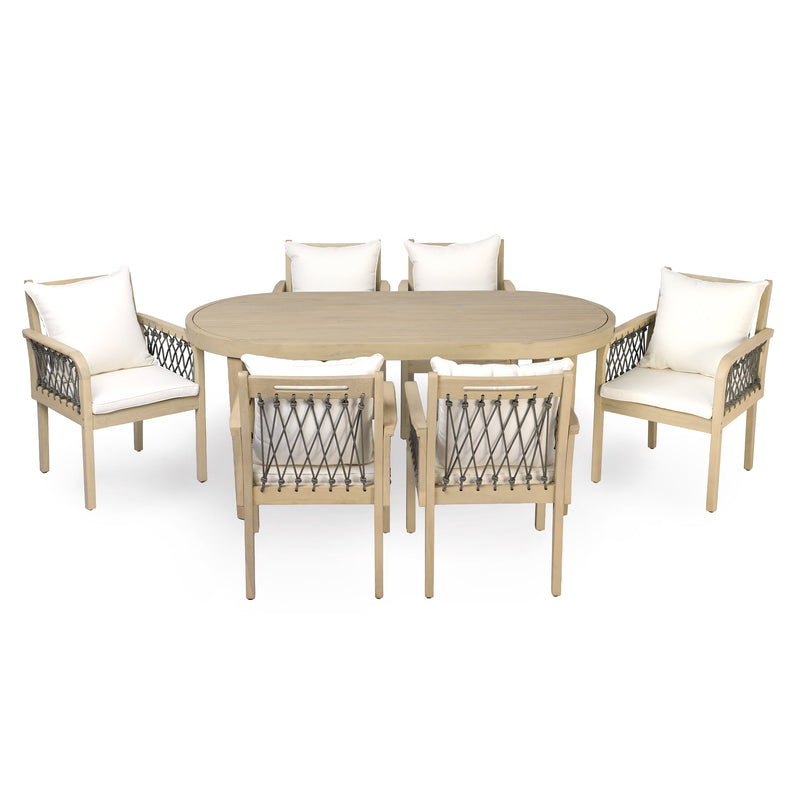 7-Piece Outdoor Acacia Wood Dining Set, photo 5 of 10