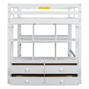Full Size Loft Bed With Built In Desk, 2 Drawers, Storage Shelves - White by HouseOfZazla