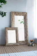 Full Length Rectangle Floor Mirror With Distressed Wood Frame - Brown by HouseOfZazla