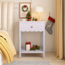 Nightstand With Drawer And Open Shelf, Scalloped Edge Bedside Table by HouseOfZazla