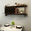Wall Mount Wine Rack with Glass Holder & Storage Shelf-Walnut by LJGDeals