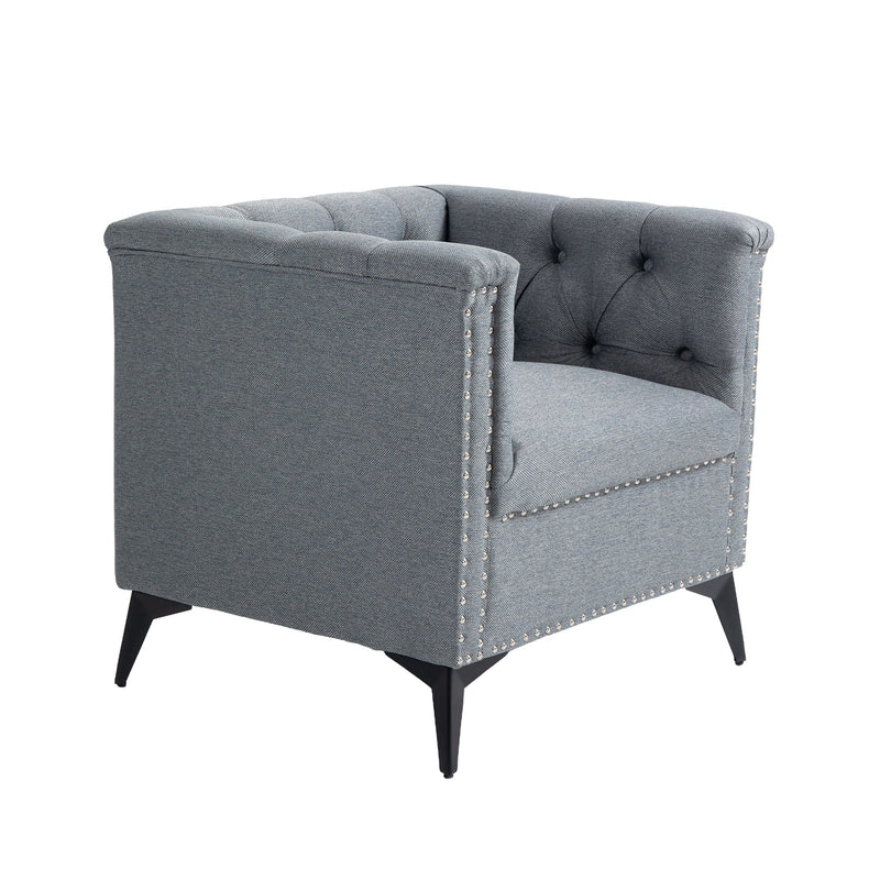 Accent Chair Living Room Chairs Single Sofa Chair,Arm Chairs with Linen Fabric, Mid Century Accent Arm Chairs Comfy Reading Lounge Club Armchair for Bedroom Office Study