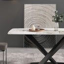Modern Artificial Stone Pandora White Curved Metal Leg Dining Table, Can Accommodate 6-8 People - Antique White by Unique Piece Furniture