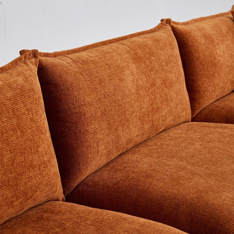 Modular L-Shaped Sectional Sofa with Ottoman, Chenille Fabric Sofa Couch, Comfy Upholstered Furniture for Living Room, Apartment, Studio, Office