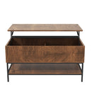 Rectangle Lift Top Coffee Table With Hidden Storage And Lower Shelf - Brown by HouseOfZazla