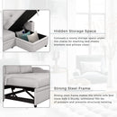 80.3" Pull Out Sofa Bed Modern Padded Upholstered Sofa Bed, Linen Fabric 3 Seater Couch with Storage Chaise and Cup Holder, Small Couch for Small Spaces