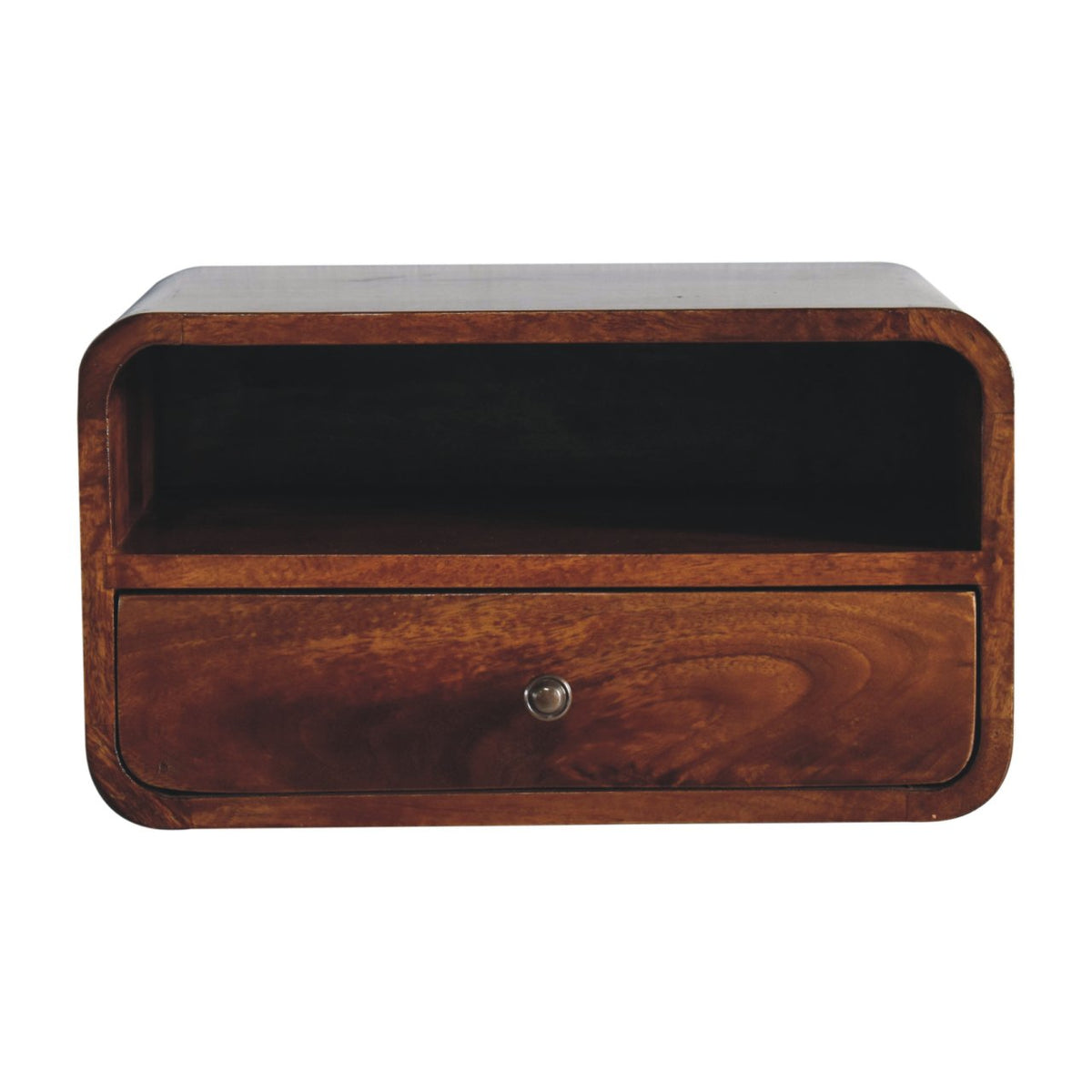 Large Floating Bedside, Curve Open Upper Slot, 1 Drawer, Chestnut, photo 2 of 10