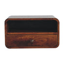 Large Floating Bedside, Curve Open Upper Slot, 1 Drawer, Chestnut