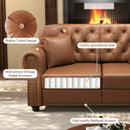 63" Upholstered Faux Leather Sofa with Nailhead Trim