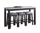 Necalli - Marble Top Weathered 4 Piece Pack Counter Height Table Set - Espresso by Unique Piece Furniture