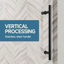 Frameless Single Sliding Soft Close Shower Door, 5 / 16" Clear Nano Coated Tempered Glass And 304 Stainless Steel Handle - Matte Black by HouseOfZazla