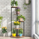 4 Tier Corner Plant Stand For Balcony, Garden & Patio - Rustic Brown by HouseOfZazla