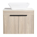 24" Modern Design Float Bathroom Vanity With Ceramic Basin Set, Wall Mounted White Oak Vanity With Soft Close Door, KD-PackingD-Packing Pieces