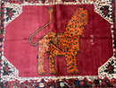 5 X 6 Handmade Rug Zagros Quality Wool Rug Lion Organic Dyes Red Leopard Tribal