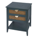2 Drawer Side Table, Natural Rattan by HouseOfZazla