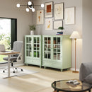 Minimalist Buffet Cabinet With Double Glass Doors And Drawer by HouseOfZazla