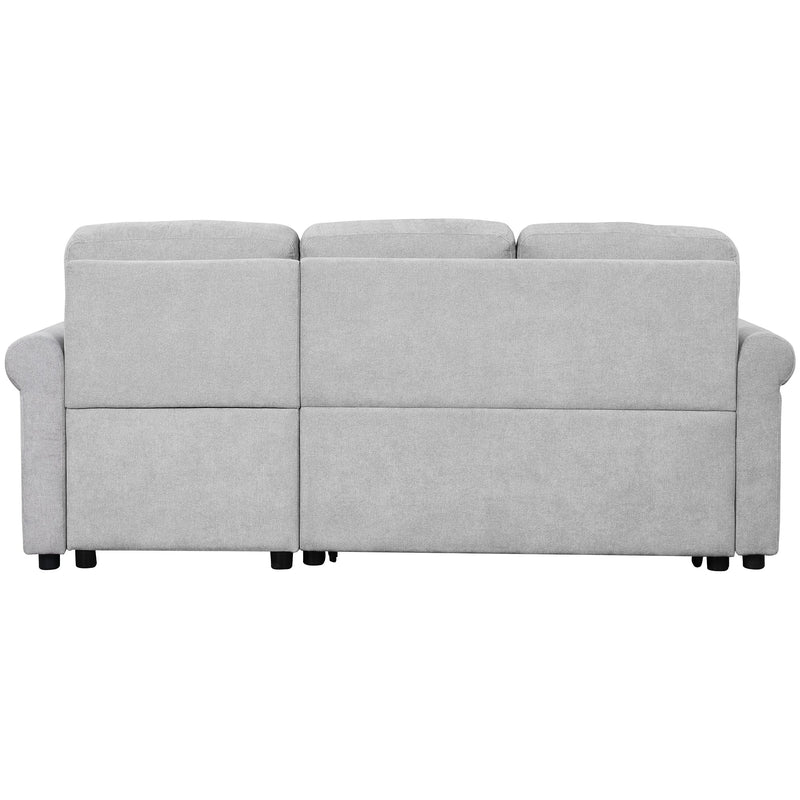 83" Modern Convertible Sleeper Sofa Bed with Storage Chaise,Gray