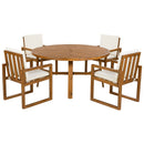 5 Piece Outdoor Patio Dining Set With 4 Armchairs And Table - Beige by HouseOfZazla