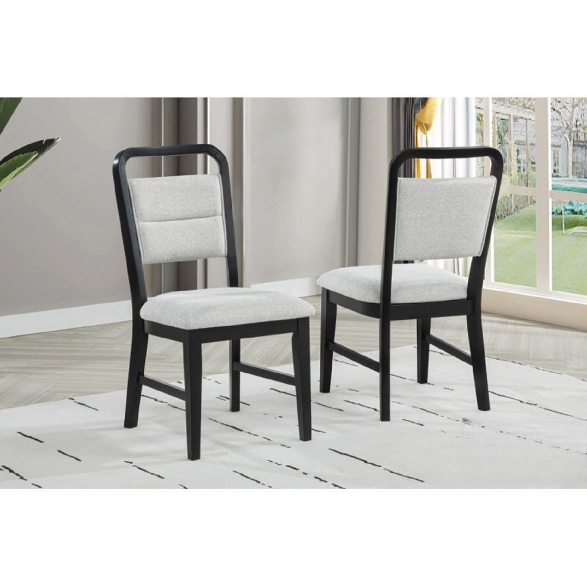 Dining Set With Round Table And 4 Upholstered Chairs - Black / Gray, photo 10 of 10