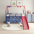 Jack - House Loft Bed With Slide And Curtain Set by HouseOfZazla