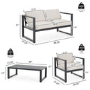Navan 4-Piece Outdoor Chat Set - Black / Beige by HouseOfZazla