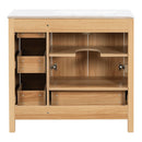 36" Bathroom Vanity, 2 Soft Close Doors, 4 Soft Close Drawers, Adjustable Shelf, Storage Cabinet - Acacia Wood by HouseOfZazla