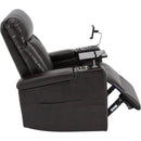 Power Recliner With Storage Arms, Cupholders, Swivel Tray Table And Cell Phone Stand - Brown by HouseOfZazla