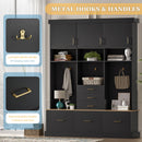 Entryway Hall Tree With Bench And Storage, 5 In 1 Coat Rack