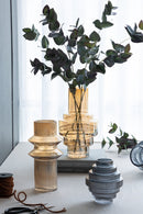 Multi-Tiered Geometric Vase with Smoked Blue Finish, Set of 2 by HouseOfZazla