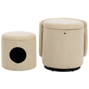 Barrel Chair, Built In Storage, 360° Swivel - Beige by HouseOfZazla