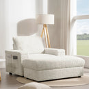 Oversized Chaise Lounge Indoor Rabbit Fur Sofa Bed With Storage Ottoman And Armrests Cup Holders With Deep Seat by Unique Piece Furniture