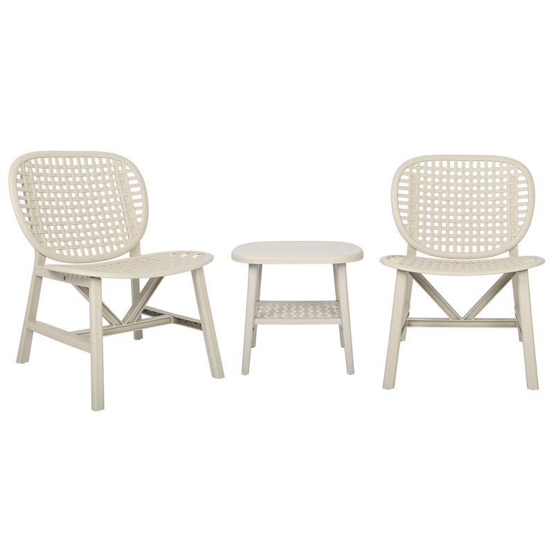 Walker Edison | All Weather 3 Piece Retro Patio Table Chair Set