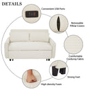 57.48" Pull-out Sofa Bed Convertible Couch 2 Seat Loveseat Sofa Modern Sleeper Sofa with Two Throw Pillows and USB Ports for Living Room, Beige