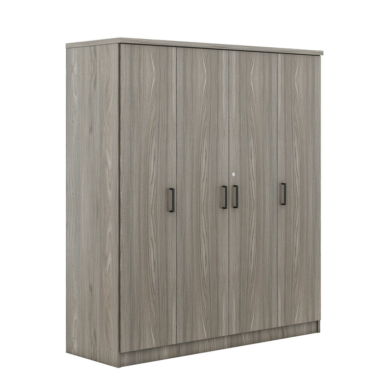 4-Door Wardrobe with 1 Drawer, Gray