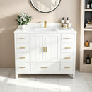 42" Modern Solid Wood Bathroom Vanity with Sink, 43" Carrara