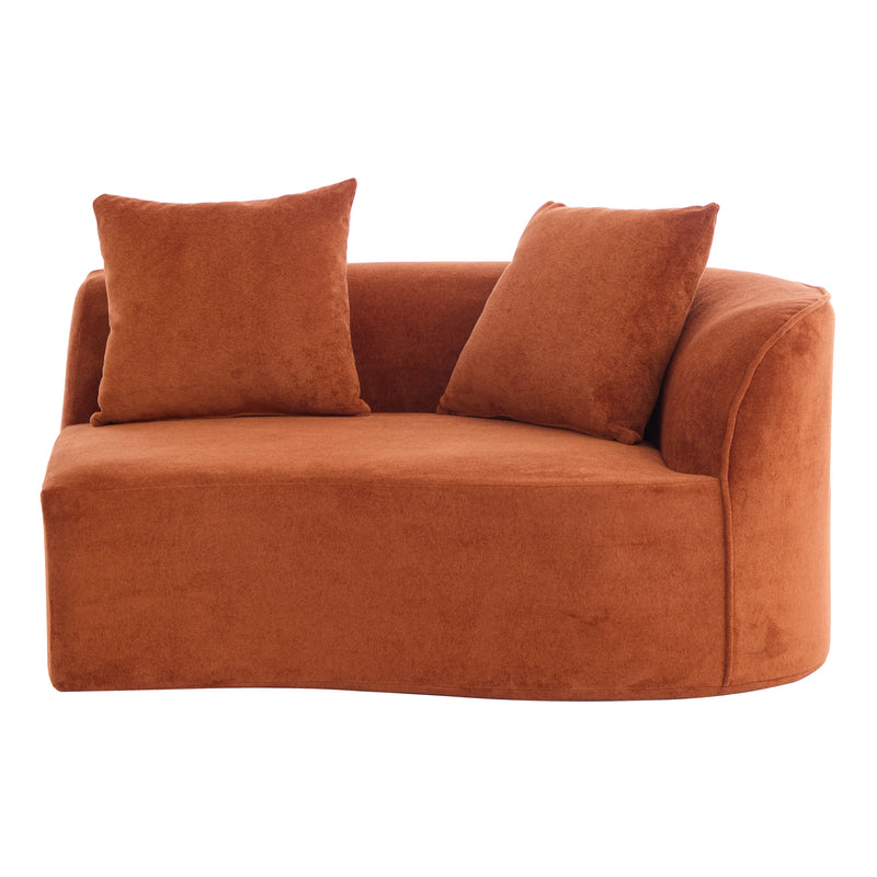 126" Curved Sectional Sofa (Dark Orange-D28 Full Foam), photo 9 of 10