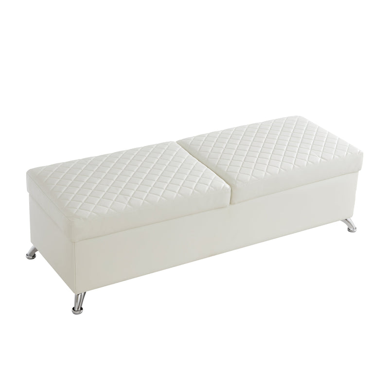56.7" Bed Bench with Storage White Leather
