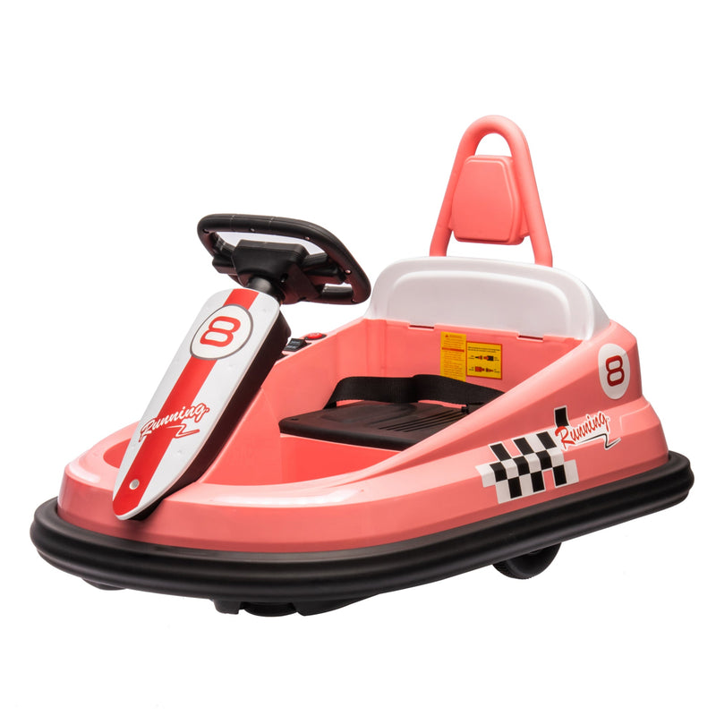 6V Kids Ride on Electric Go Kart Bumper Car W/Parents Remote Control,Three Speed Adjustable,LED Lights,Horn,Bluetooth,Player&360Spin,Vehicle body with Anti-collision padding for 18m+.