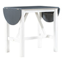 3-Piece Wood Counter Height Drop Leaf Dining Table Set with 2 Upholstered Dining Chairs for Small Place, White+Gray