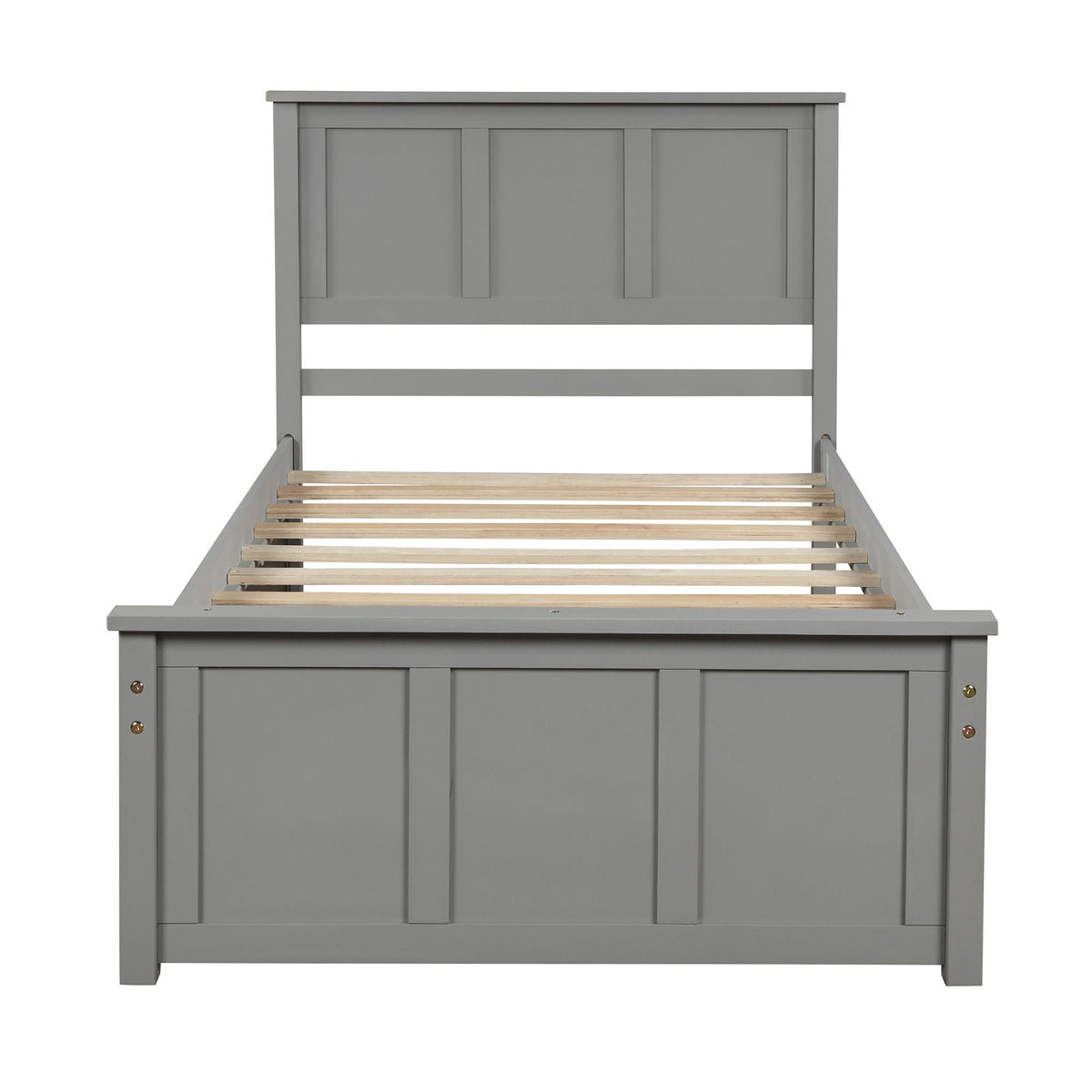 Platform Bed With Twin Trundle And Frame, Twin Size - Gray, photo 9 of 11
