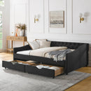 Upholstered Tufted Daybed With 2 Drawers, Waved Arms by HouseOfZazla