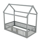 Wood House Bed With Fence And Door by HouseOfZazla