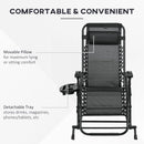 2 Pieces Outdoor Rocking Chairs, Foldable Reclining Zero Gravity Lounge Rocker with Pillow, Cup & Phone Holder, Combo Design with Folding Legs, Black