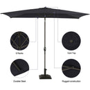 Rectangular Patio Umbrella With Crank Tilt, Polyester UV-Resistant Canopy