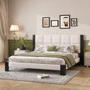 Boucle Cal King Bed Frame with Cube Headboard
