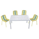 4 Piece Set Of Modern Striped Color- Blocking Single Chairs With Long Table by HouseOfZazla